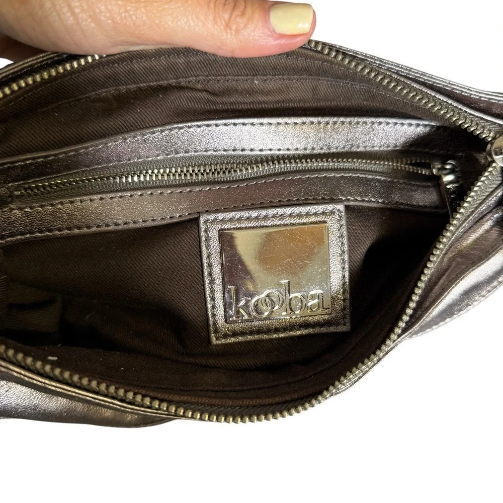 Kooba Silver Lame Metallic  Clutch With‎ Side Bow Y2K